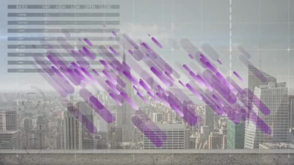 Animation Von Statistiken Mit Datenverarbeitung Über Stadtbild Globale Verbindungen Und — Stockvideo