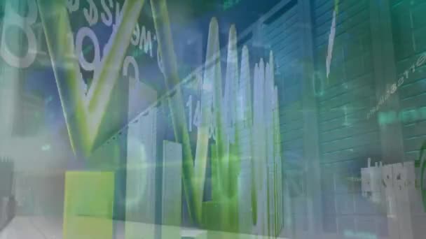 Animación Estadísticas Procesamiento Datos Financieros Través Servidores Negocio Global Procesamiento — Vídeos de Stock