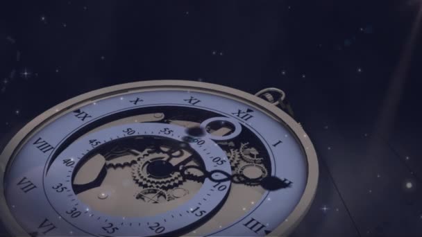 Animation Des Planeten Erde Und Des Weltraums Über Tickende Uhr — Stockvideo