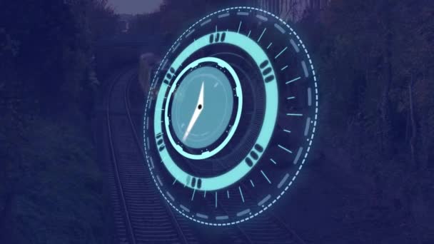 Animation Clock Moving Fast Train Global Business Travel Productivity Concept — Stock Video