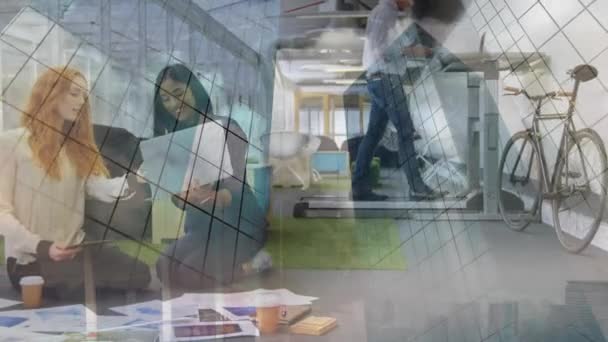 Animation Immeuble Bureaux Sur Les Femmes Affaires Remue Méninges Parler — Video