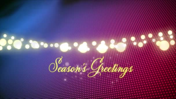 Animation Seasons Greetings Text Spots Purple Background Christmas Tradition Celebration — Stock Video