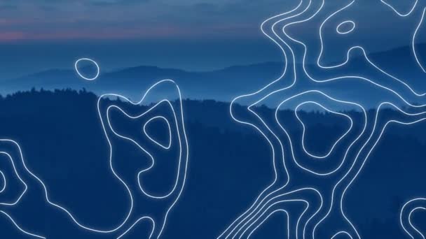 Manzara Üzerindeki Beyaz Harita Çizgilerinin Animasyonu Küresel Bağlantılar Veri Işleme — Stok video