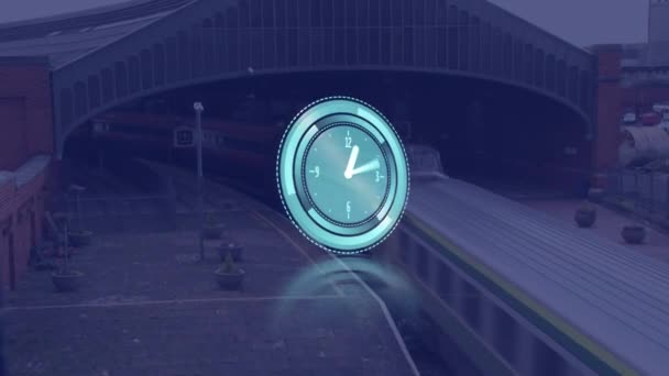 Animation Horloge Déplaçant Rapidement Sur Train Concept Global Entreprise Voyage — Video