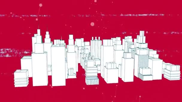 Animatie Van Het Scherm Met Glitch Stadsgezicht Tekening Mondiaal Concept — Stockvideo
