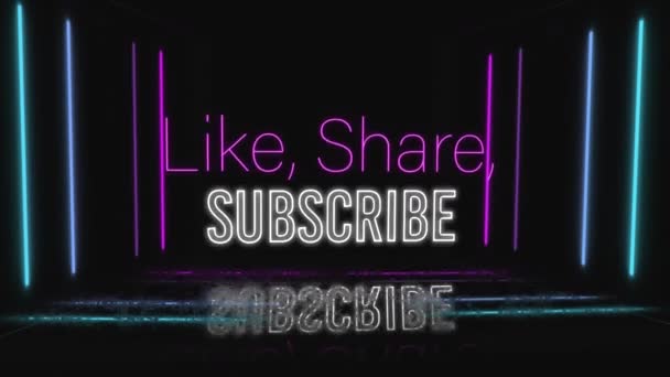 Animation Von Likes Share Subscribe Text Rosa Und Weiß Über — Stockvideo