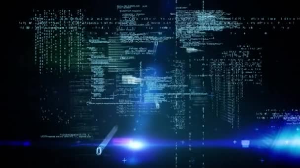 Κινούμενα Σχέδια Επεξεργασίας Δεδομένων Μέσω Δυαδικών Υπολογιστών Κωδικοποίησης Παγκόσμια Έννοια — Αρχείο Βίντεο