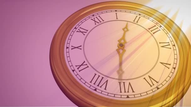 Animation Mehrfarbiger Sonnenstrahlen Über Tickender Uhr Globale Erwärmung Umwelt Und — Stockvideo