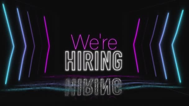 Animation Hiring Text Pink White Colourful Neon Chevrons Black Social — Stock Video