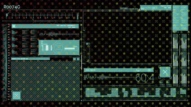 Animación Filas Patrón Girando Sobre Procesamiento Datos Procesamiento Global Datos — Vídeo de stock