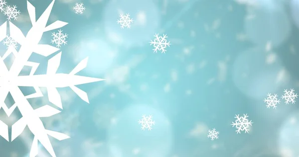 Digitally Generated Image Snowflakes Pattern Copy Space Blurred Background Christmas — Stock Photo, Image
