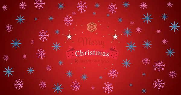 Vector Image Christmas New Year Greeting Snowflakes Red Background Copy — Stock Photo, Image