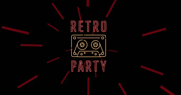 Digitally Generated Image Retro Party Text Cassette Copy Space Black — Stock Photo, Image