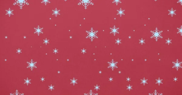 Vektorbild Des Schneeflocken Musters Mit Kopierraum Auf Rotem Hintergrund Weihnachtsfest — Stockfoto