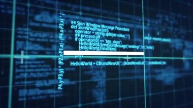 Veri işleme üzerine veri yükleme çubuğunun canlandırması. küresel iş, veri işleme ve dijital arayüz kavramı dijital olarak oluşturulmuş video.