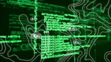 Beyaz çizgiler ve veri işleme üzerinde artan sayıdaki bulutların animasyonu. küresel iş, veri işleme ve dijital arayüz kavramı dijital olarak oluşturulmuş video.