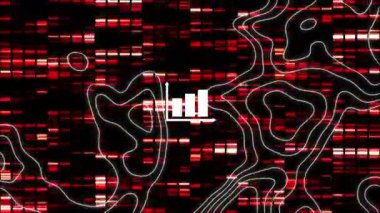 Hareket eden kolonların ve beyaz çizgilerin üzerindeki grafiğin animasyonu. küresel iş, veri işleme ve dijital arayüz kavramı dijital olarak oluşturulmuş video.