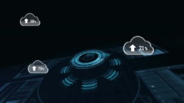 Dünya üzerinde giderek artan sayıdaki bulutların animasyonu. küresel bağlantılar, teknoloji, veri işleme ve dijital arayüz konsepti dijital olarak oluşturulmuş video.