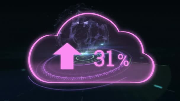 Animation Cloud Avec Nombre Croissant Sur Globe Connexions Globales Technologie — Video