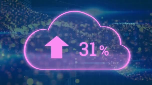 Animation Cloud Avec Nombre Croissant Spots Lumineux Traitement Des Données — Video