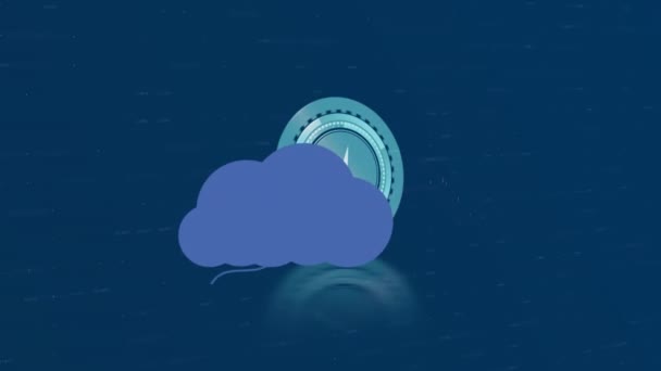 Grafik Hareketli Saatin Üzerinde Ikonlar Olan Bulutların Animasyonu Küresel Veri — Stok video