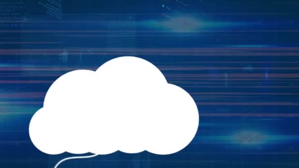 데이터 처리에 아이콘 구름의 애니메이션 글로벌 비즈니스 데이터 디지털 인터페이스 — 비디오