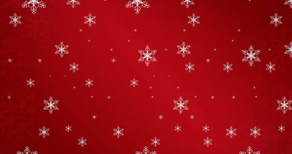 Digitally Generated Image Snowflakes Pattern Copy Space Red Background Christmas — Stock Photo, Image