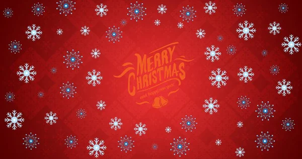 Digitally Generated Image Christmas Greeting Snowflakes Red Background Copy Space — Stock Photo, Image