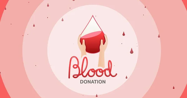 Imagem Composta Digital Doação Sangue Com Mãos Segurando Gota Contra — Fotografia de Stock