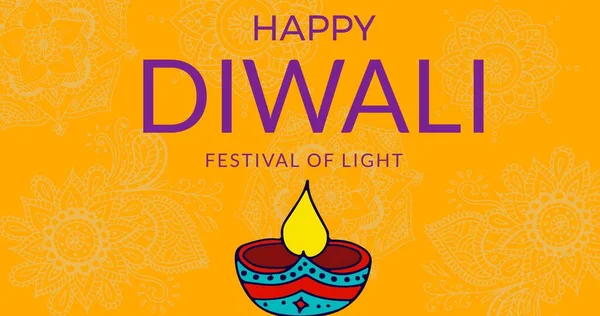 Digitális Kompozit Kép Boldog Diwali Kíván Fesztivál Fény Diya Sárga — Stock Fotó