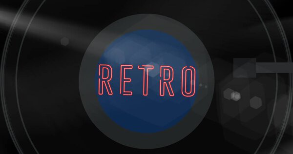 Vector image of retro text with record and copy space. vector, party and entertainment concept.
