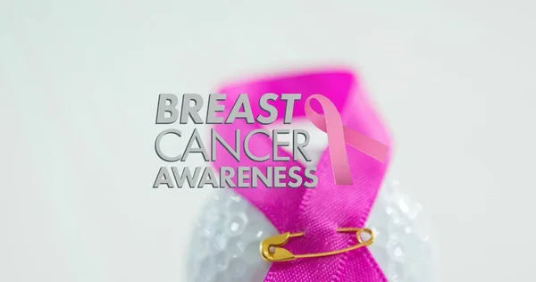 白い背景に対するコピースペースとリボン上の乳がんの意識テキストの複合画像 乳がん啓発キャンペーンとベクトルコンセプト — ストック写真
