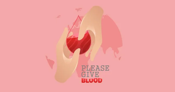Digitální Složený Obrázek Rukou Držících Symbol Kapky Prosím Dát Krevní — Stock fotografie