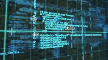 Veri işleme üzerinde artan sayıdaki bulutların canlandırılması. küresel iş, veri işleme ve dijital arayüz kavramı dijital olarak oluşturulmuş video.