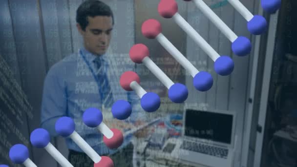 Animazione Del Filamento Del Dna Dell Elaborazione Dei Dati Uomo — Video Stock