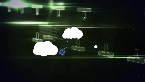 Dna 가닥에 아이콘 구름의 애니메이션 데이터 처리가 글로벌 비즈니스 데이터 — 비디오
