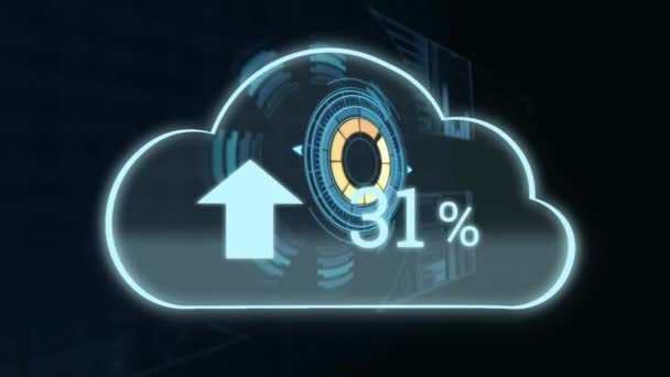 Animace Cloudu Rostoucím Počtem Snímků Nad Rozsahem Globální Připojení Technologie — Stock video