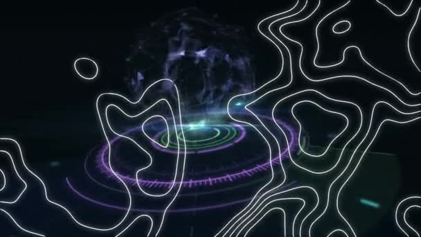 Animation Lignes Blanches Sur Globe Connexions Globales Technologie Traitement Des — Video