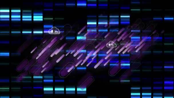 Animation Nuages Nombreux Sur Des Colonnes Mobiles Des Lignes Violettes — Video