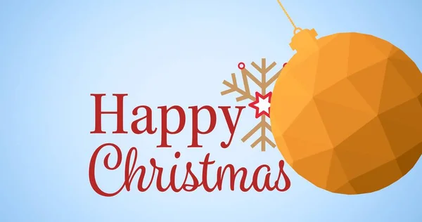 Digitally Generated Image Christmas Greeting Orange Bauble Blue Background Copy — Stock Photo, Image