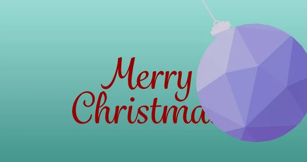 Digitally Generated Image Christmas Greeting Bauble Green Background Copy Space — Stock Photo, Image