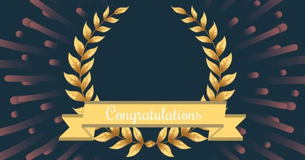 Vector Image Congratulations Text Leaf Frame Gray Background Copy Space — Stock Photo, Image