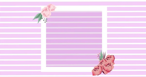 Vector Image Flowers Striped Pink Background Copy Space School Education — Stock Photo, Image