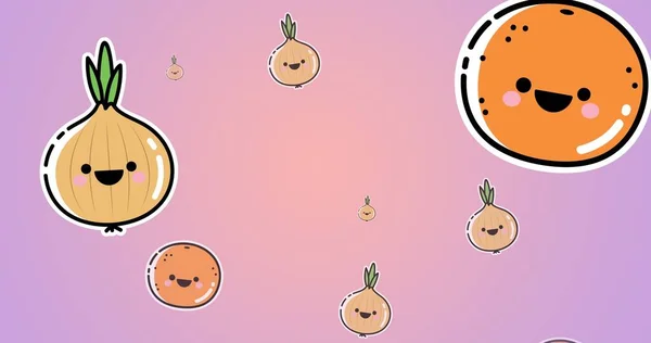 洋葱和土豆的矢量图像 粉色背景 复制空间 健康食品和病媒概念 — 图库照片