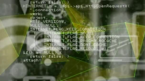 Animatie Van Gegevensverwerking Media Pictogrammen Zwarte Achtergrond Mondiaal Business Financiën — Stockvideo