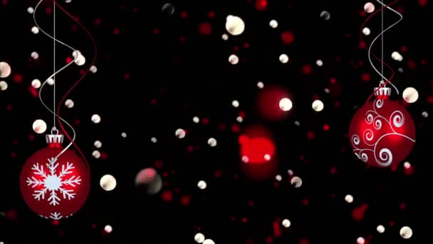 Animation Spots Lumières Boules Noël Sur Fond Noir Noël Tradition — Video