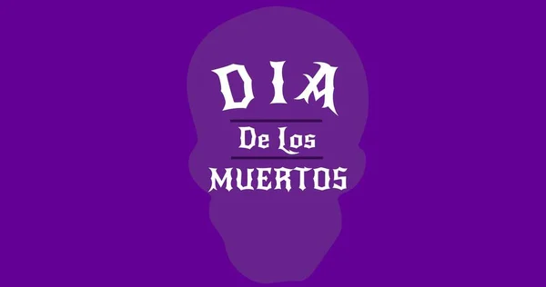 Dia Los Muertos 텍스트와 보라색 공간에 두개골 자들의 벡터와 — 스톡 사진