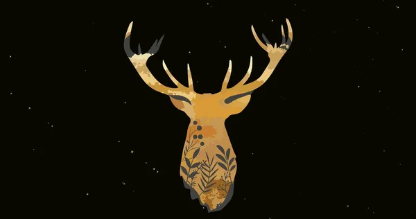 Digital Composite Image Abstract Reindeer Hunting Trophy Antler Black Background — Stock Photo, Image