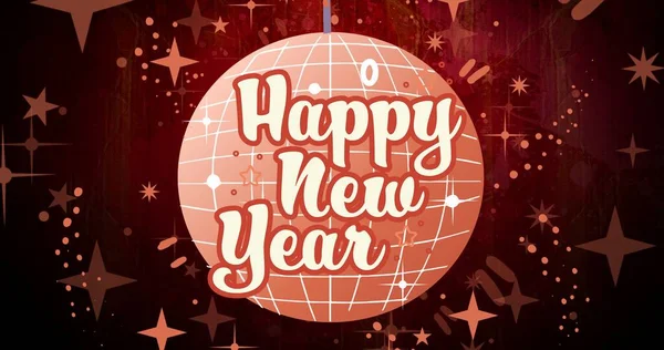 Digital Composite Image Happy New Year Text Disco Ball Amidst — Stock Photo, Image