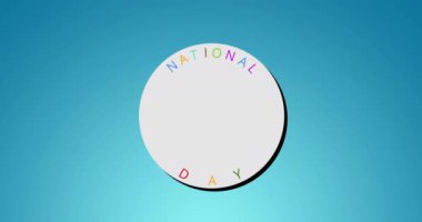 Mavi arkaplanda ulusal çıkartma günü metninin animasyonu. Ulusal çıkartma günü ve dijital olarak üretilen video konsepti.